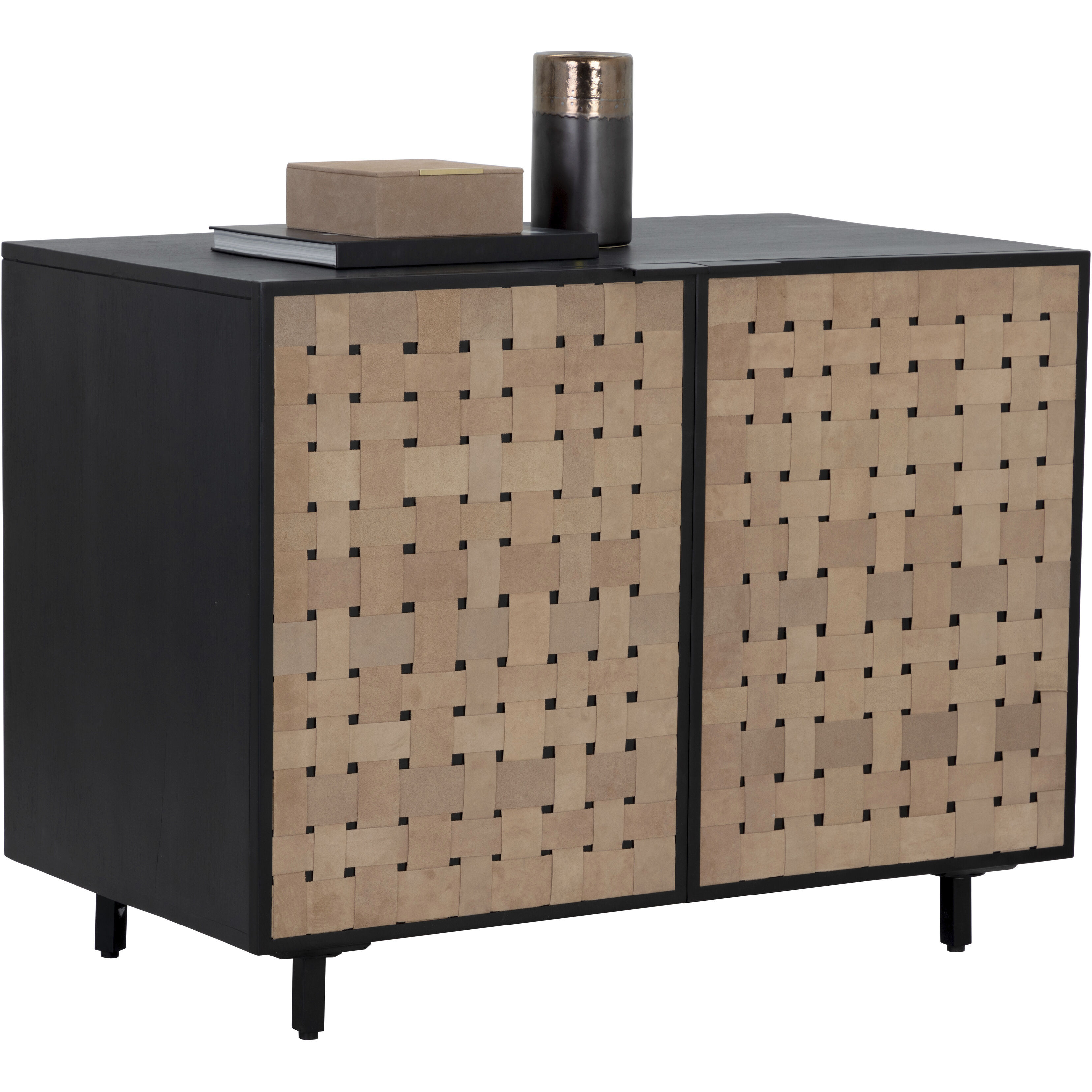 Omari 40 X 22 inch Suede Light Tan Leather Sideboard, Small